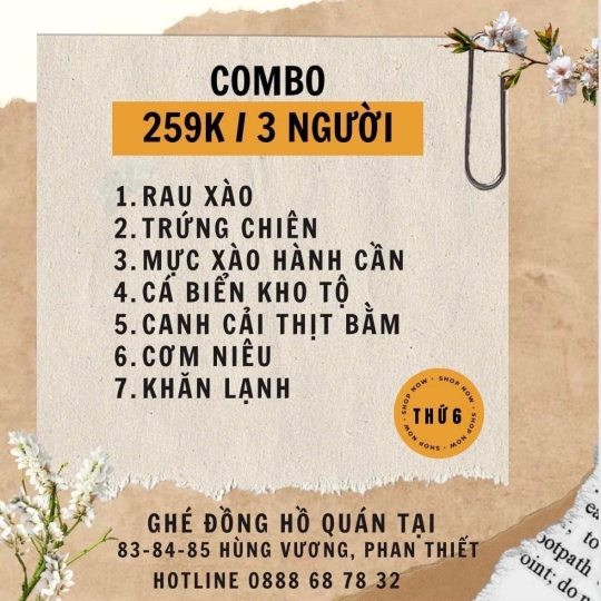 COMBO CƠM NIÊU THỨ 6