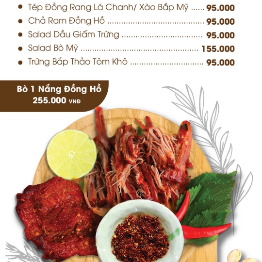 MENU NHÀ HÀNG ĐỒNG HỒ
