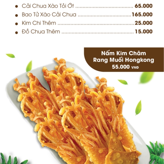 MENU NHÀ HÀNG ĐỒNG HỒ