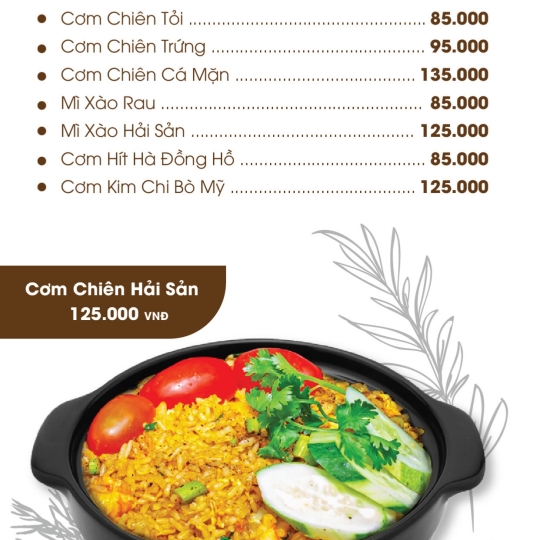 MENU NHÀ HÀNG ĐỒNG HỒ
