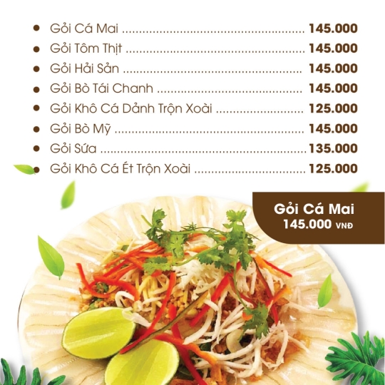 MENU NHÀ HÀNG ĐỒNG HỒ